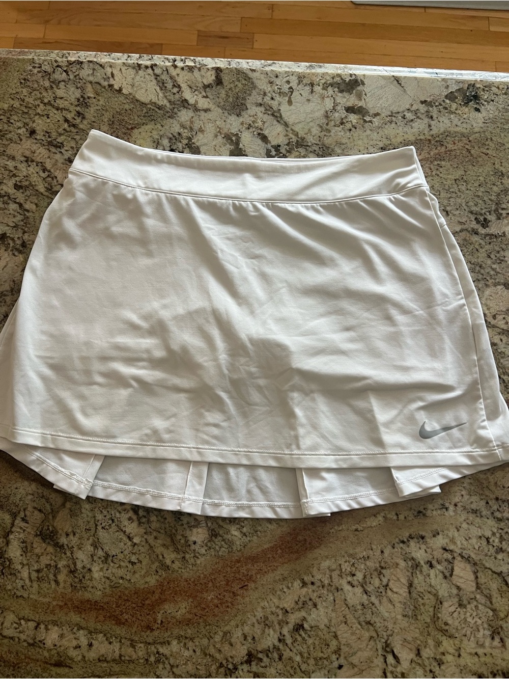 Nike White Athletic Tennis Skort with Silver Swoosh